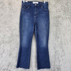 Frank & Eileen Jeans Womens 29 Blue Killian Crop Flare Raw Hem Made In USA Denim